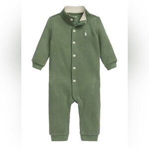 RALPH LAUREN Baby Boys French-Rib Cotton Coverall, 24 Months, Green
